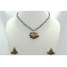 925 Sterling Silver gold rhodium Black Enamel Pendant Earring set Bead chain.